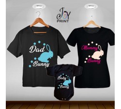 Tris T-shirt/body Pasqua Bunny Nero