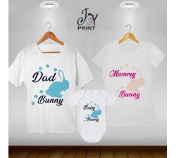 Tris T-shirt/body Pasqua Bunny