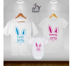 Tris T-shirt/body Pasqua Bunny's family