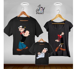 Tris T-shirt/body  Popeye Nero