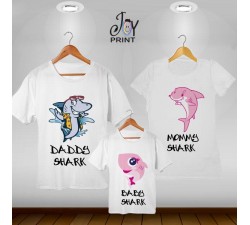 Tris T-shirt  shark bianco