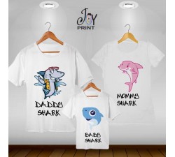 Tris T-shirt  shark bianco