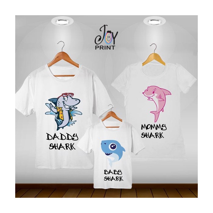 Tris T-shirt  shark bianco