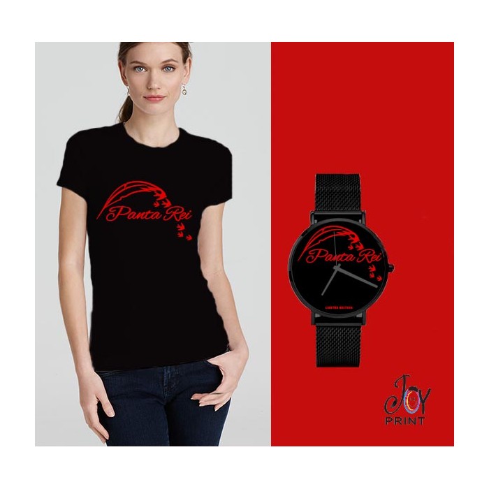 Tshirt+orologio panta rei nero e rosso