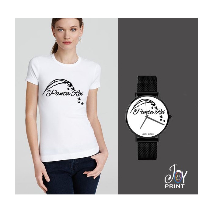 Tshirt+orologio panta rei bianco e nero