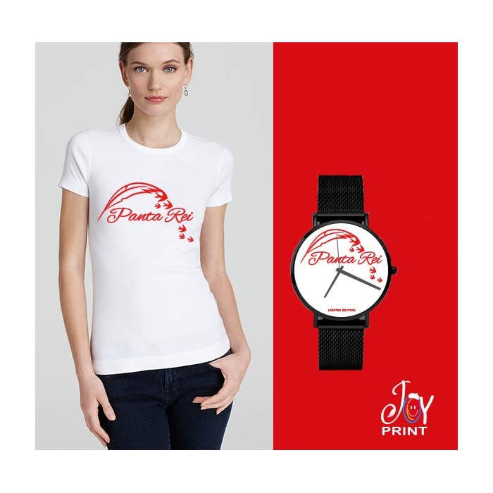 Tshirt+orologio panta rei bianco e rosso Tshirt+orologio panta rei bianco e rosso