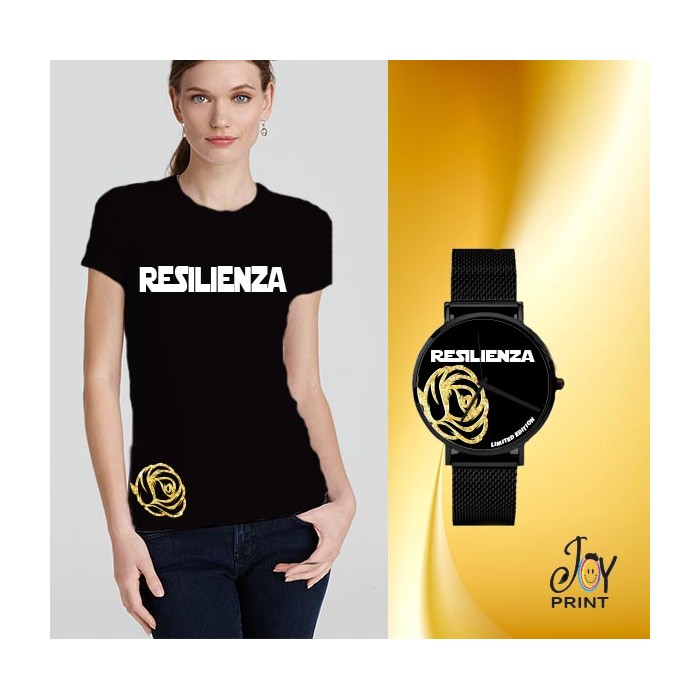 Tshirt+orologio Resilienza nero e oro