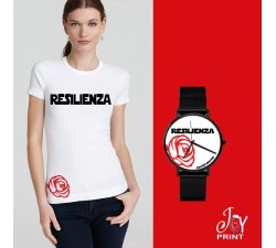 Tshirt+orologio Resilienza bianco e rosso