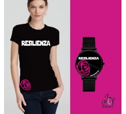 Tshirt+orologio Resilienza nero e fuxia