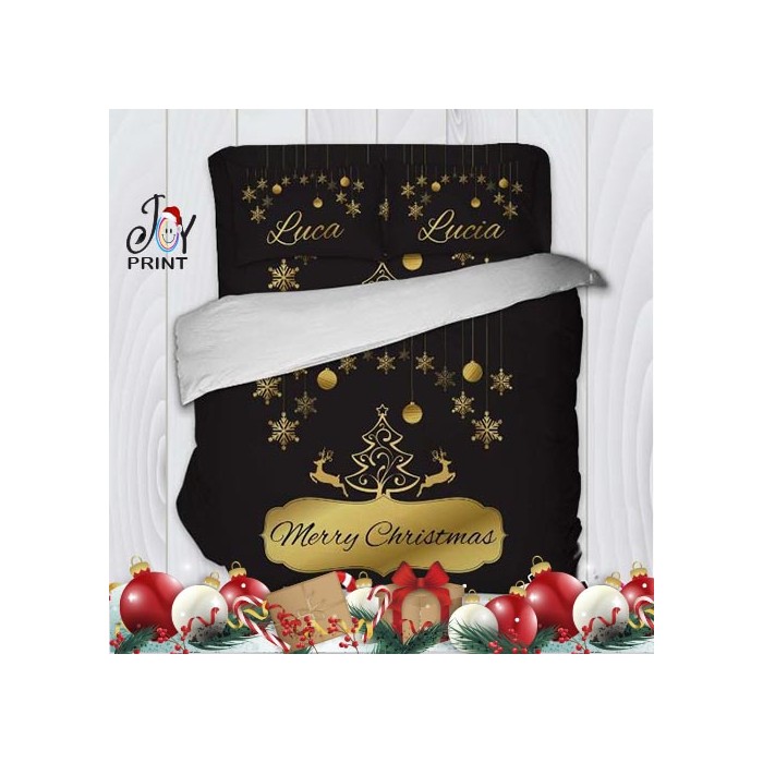 Copripiumino con Federe Natale Albero Gold