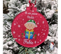 Addobbo Palla in Plexiglass di Natale Personalizzata Elfo Idea Regalo