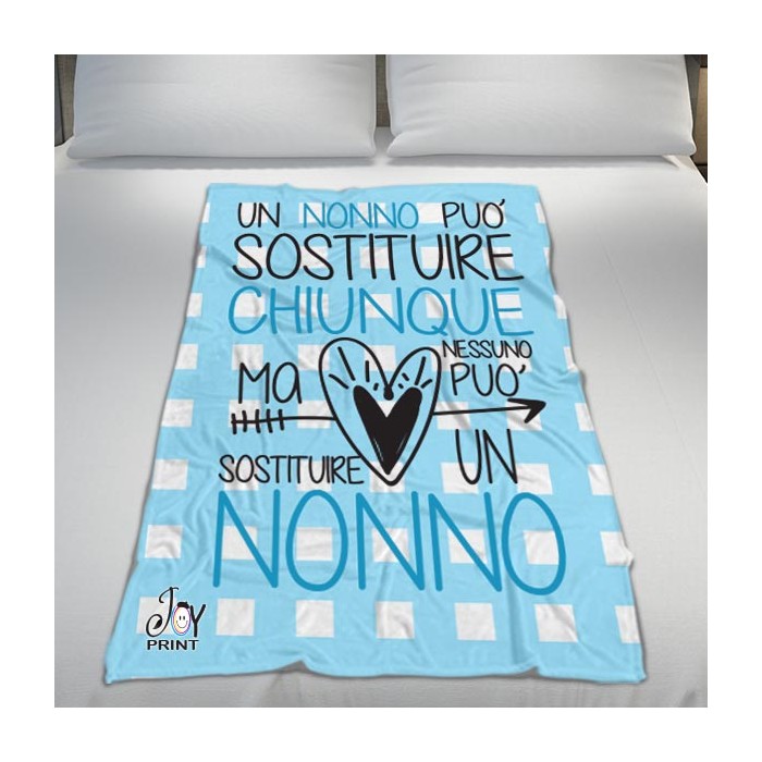 Plaid Personalizzato Festa dei Nonni Insostituibile Dimensioni 70x100 cm  Grafica Nonno