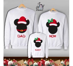 Tris di Felpe/Lupetto Family Natale Mickey Mouse bianco