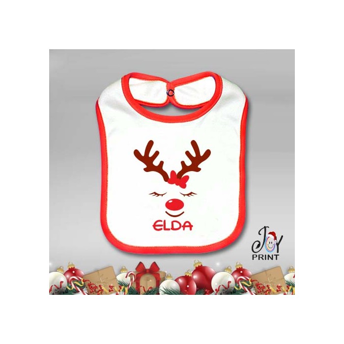 Bavetto Bavetta Bavaglino Personalizzato Natalizio Christmas Reindeer Idea Regalo