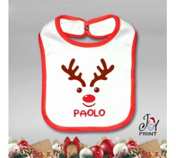 Bavetto Bavetta Bavaglino Personalizzato Natalizio Christmas Reindeer Idea Regalo