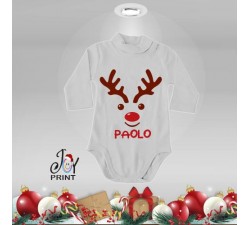 Body Lupetto Neonato Personalizzato Natalizio Christmas Reindeer Idea Regalo