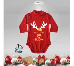 Body Lupetto Neonato Personalizzato Natalizio Christmas Reindeer Idea Regalo