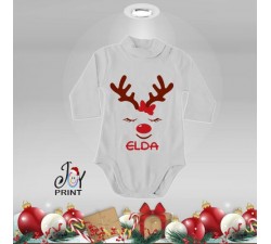 Body Lupetto Neonato Personalizzato Natalizio Christmas Reindeer Idea Regalo