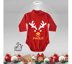 Body Lupetto Neonato Personalizzato Natalizio Christmas Reindeer Idea Regalo