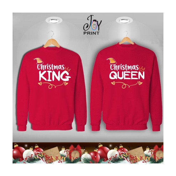 Coppia di felpe Personalizzate Christmas royals red