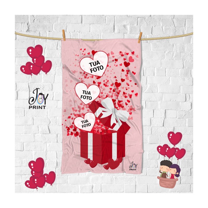 Plaid Personalizzato con Foto love SCATOLA DI CUORI