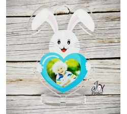 Cornice in plexiglass pasqua Rabbit blue personalizzata con foto
