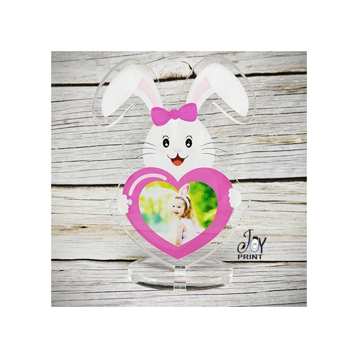 Cornice in plexiglass pasqua Rabbit Pink personalizzata con foto Cornice in plexiglass pasqua Rabbit Pink personalizzata con foto