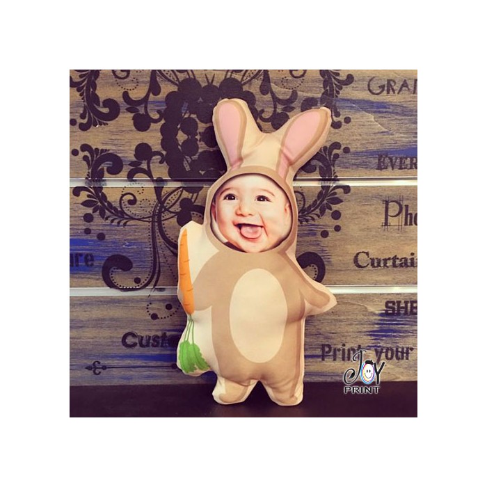 Cuscino Pasqua Sagomato Baby Rabbit personalizzato con foto