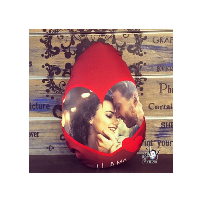 Cuscino Pasqua Sagomato Uovo di Cioccolato Love personalizzato con foto