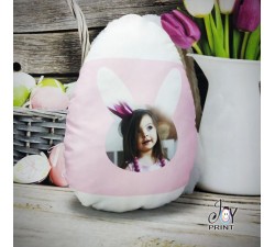 Cuscino Pasqua Sagomato Rabbit Rosa personalizzato con foto