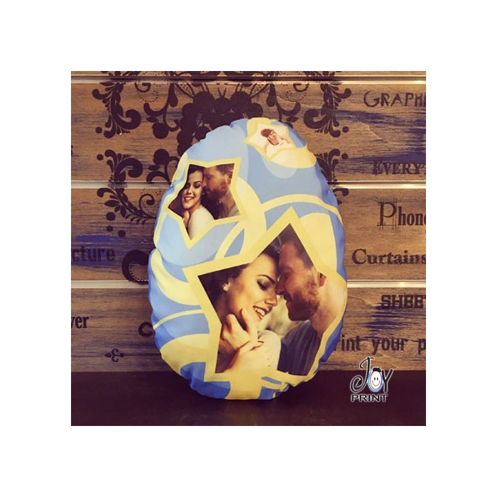 Cuscino Pasqua Sagomato Uovo di cioccolato Stars personalizzato con foto
