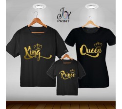 Tris T-shirt/body King e Queen royalty Oro Nero