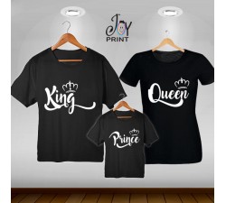 Tris T-shirt/body King e Queen royalty  Nero