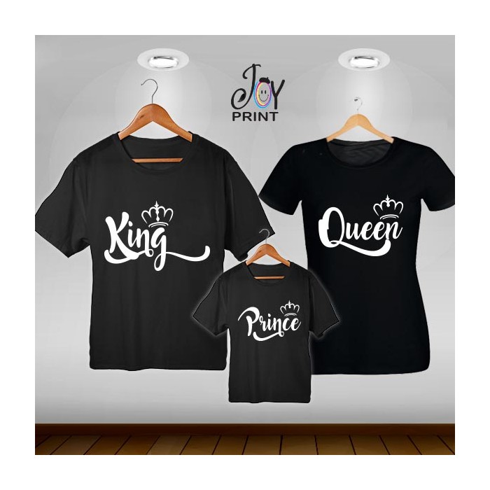 Tris T-shirt/body King e Queen royalty  Nero