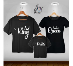 Tris T-shirt/body King e Queen nero