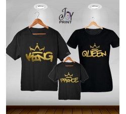 Tris T-shirt/body King e Queen Graffiti Oro