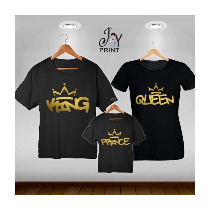 Tris T-shirt/body King e Queen Graffiti Oro
