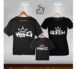 Tris T-shirt/body King e Queen Graffiti nero