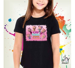 T Shirt/body bambina personalizzata con nome Cry Babies nera