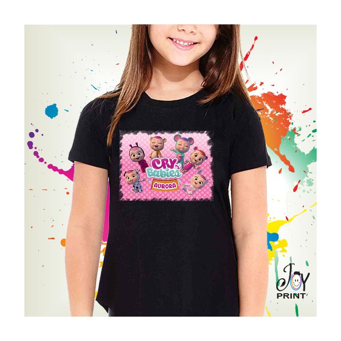 T Shirt/body bambina personalizzata con nome Cry Babies nera