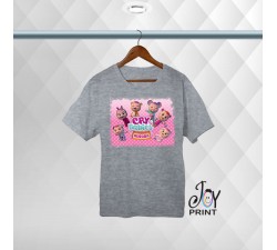 T Shirt bambina personalizzata con nome Cry Babies grigia