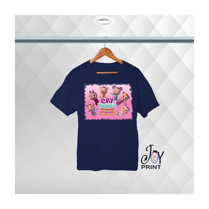 T Shirt bambina personalizzata con nome Cry Babies blu