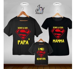 Tris T-shirt/body  Super Famiglia Nero