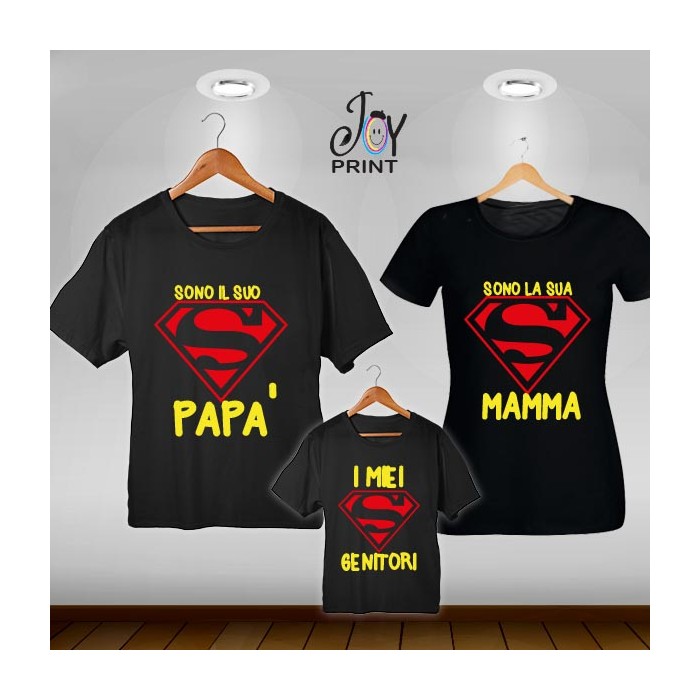 Tris T-shirt/body  Super Famiglia Nero