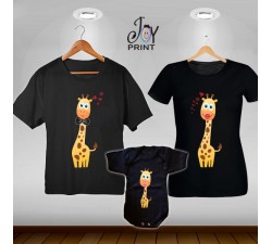 Tris T-shirt/body  Giraffini Nero
