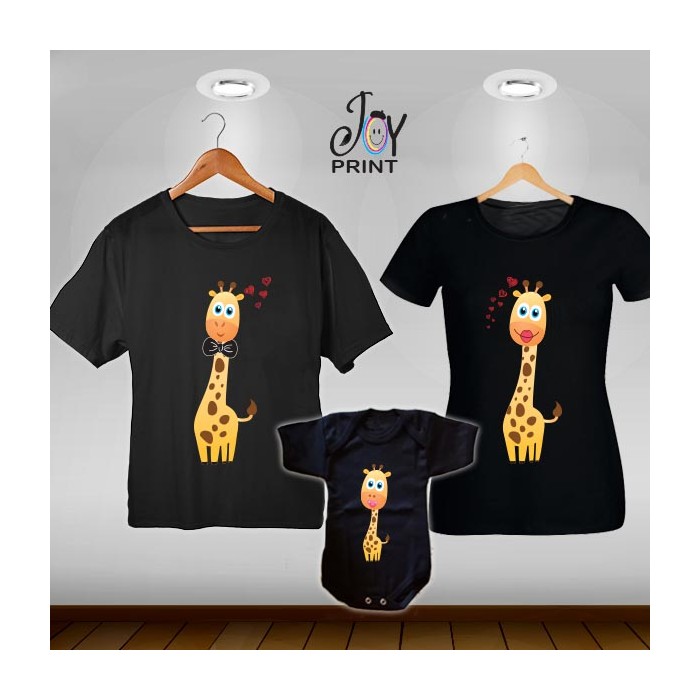 Tris T-shirt/body  Giraffini Nero