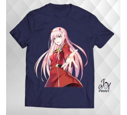 T Shirt Manga Zero Two blu