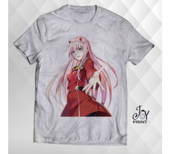 T Shirt Manga Zero Two grigia