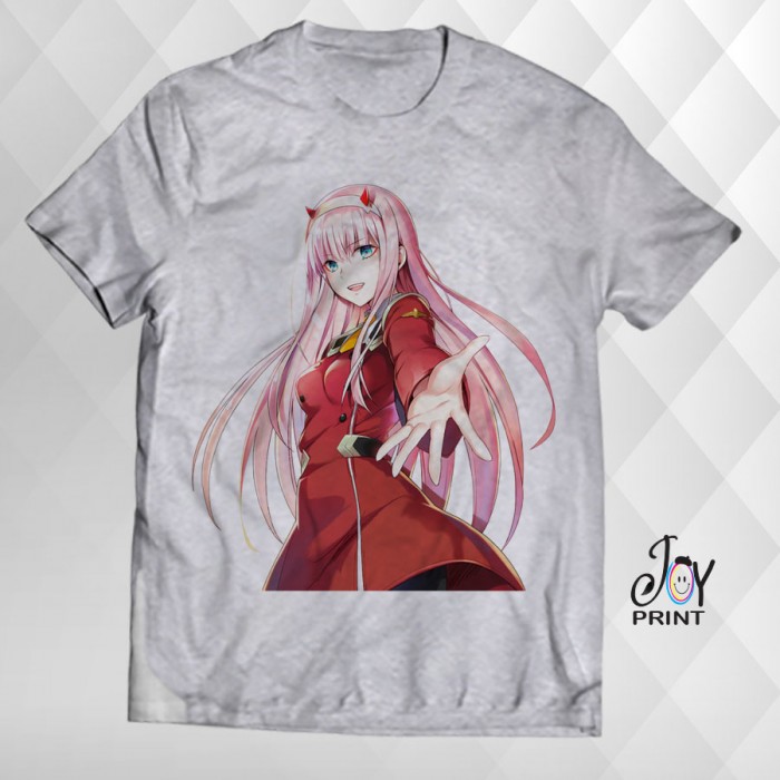 T Shirt Manga Zero Two grigia