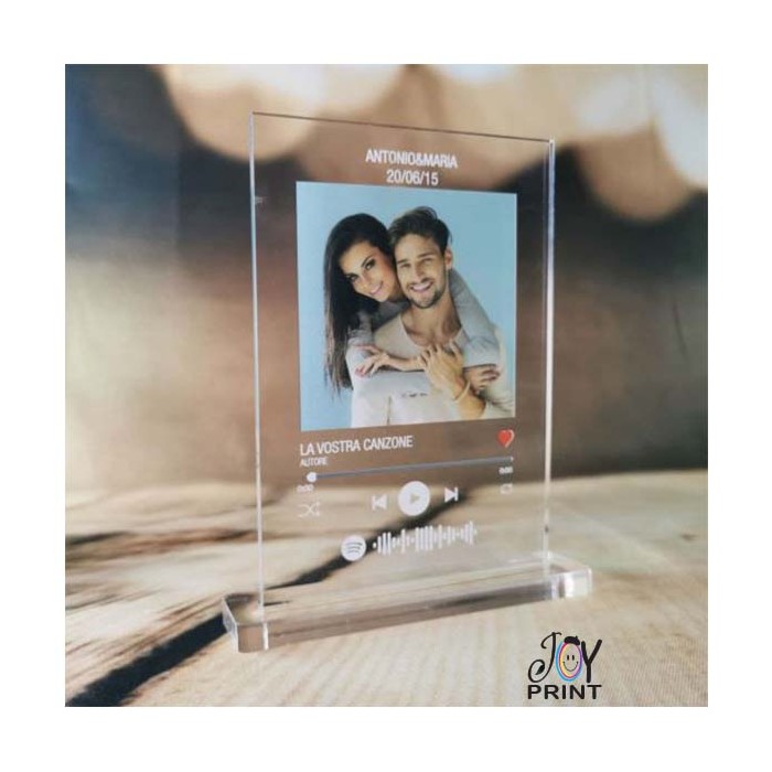 Targa in Plexiglass personalizzata con foto e con il codice Spotify Il  nostro Amore Grandezza Targa 10x16 cm